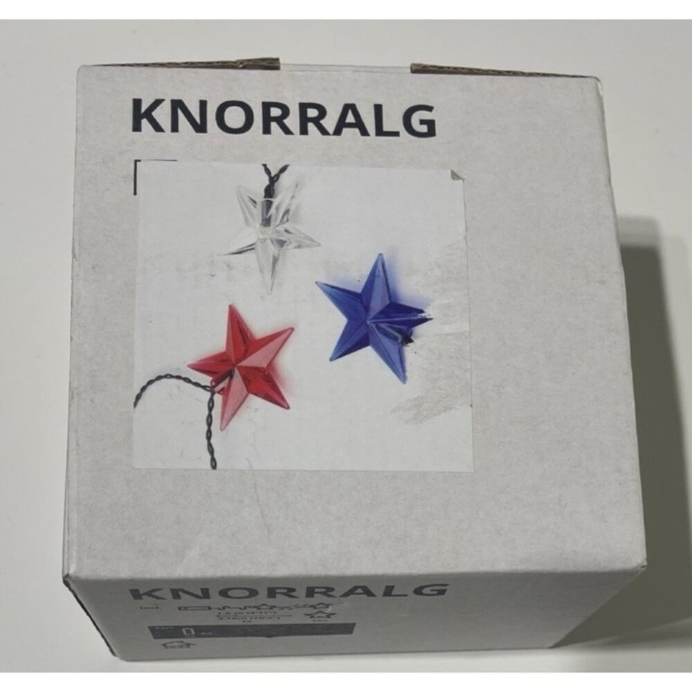 IKEA KNORRALG LED String Light With 12 Stars Battery Operated Sealed 4th July